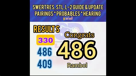 409 swertres result